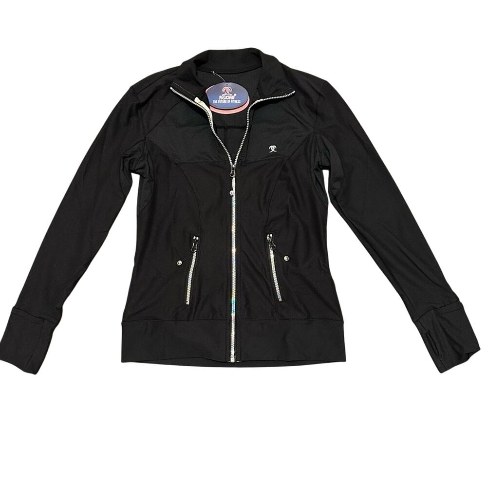 PN Jone Black Women's Sports Jacket Long Sleeve Size 8/Medium Zipper Pockets - Picture 4 of 15